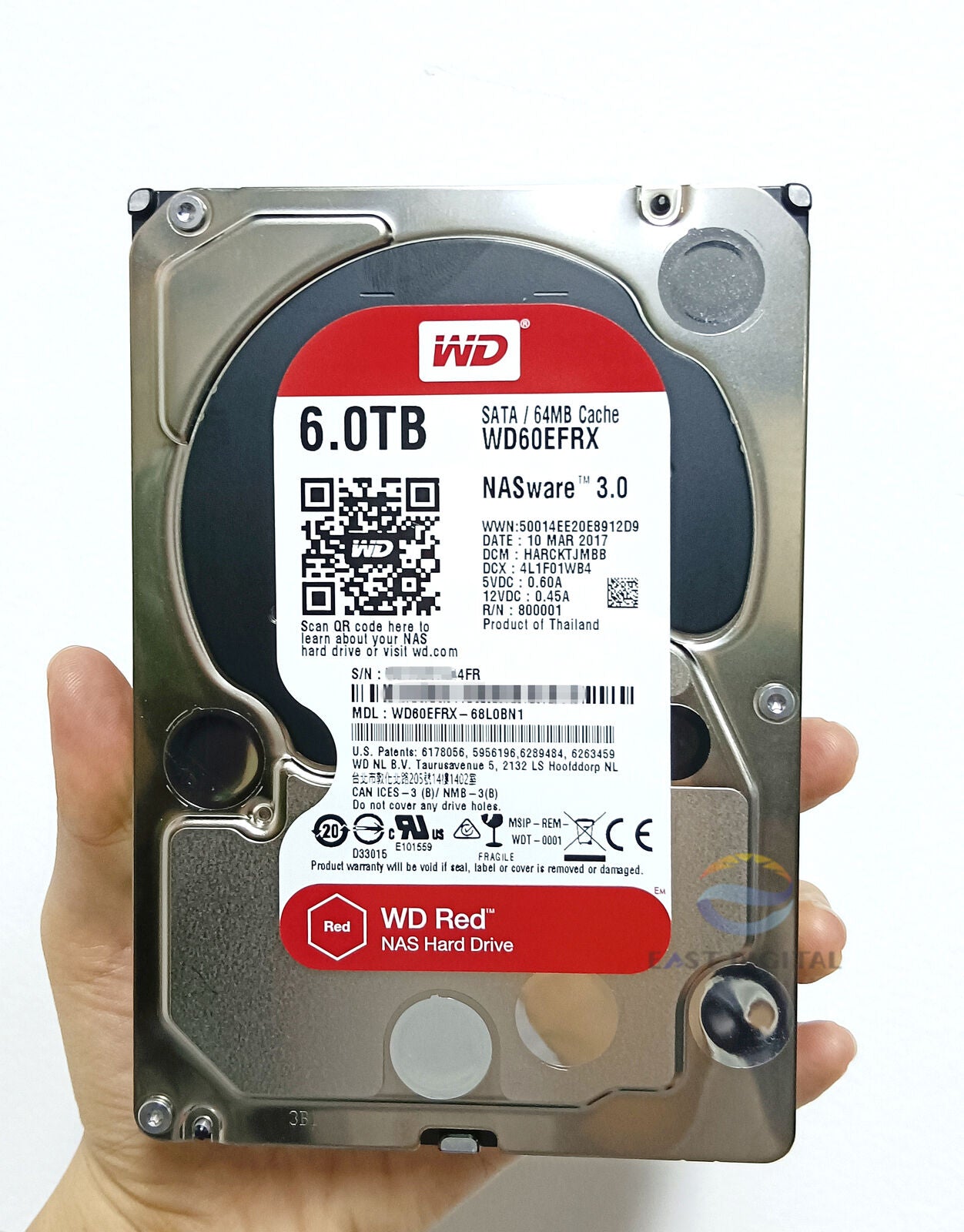 WD60EFRX WD Red 3.5" 6TB NAS ware 3.0 68MYMN1 68L0BN1 SATA 2.4K 64MB Hard Drive New