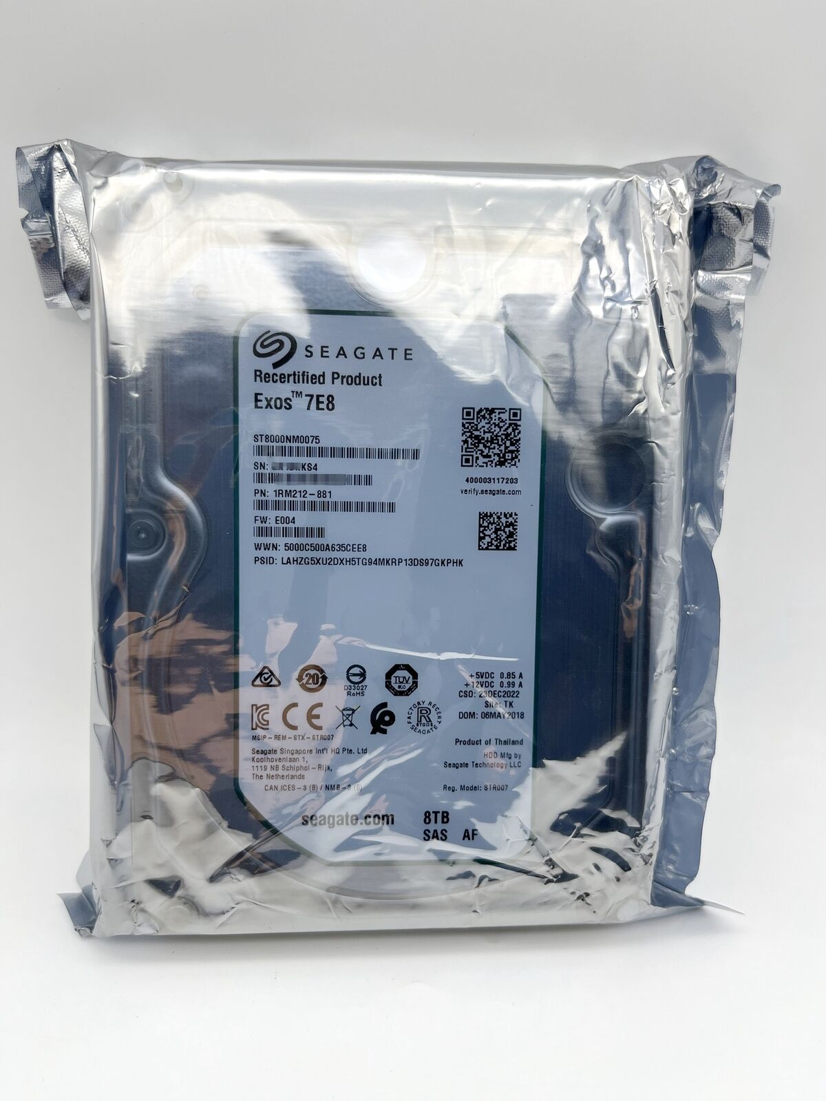 ST8000NM0075 Seagate Exos 7E8 8TB 3.5 256M Enterprise Internal SAS Hard Drive