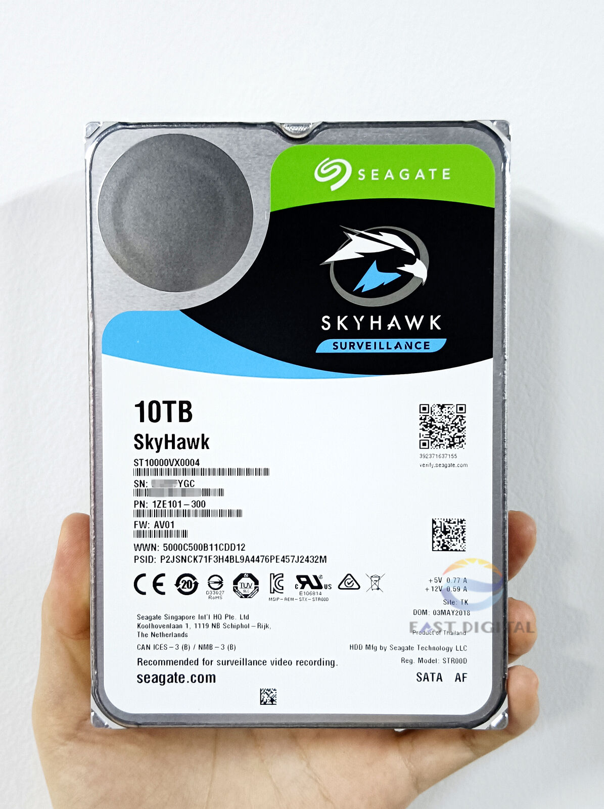 ST10000VX0004 Seagate SkyHawk 10TB SATA 7200RPM 256MB 3.5" Hard Drive New