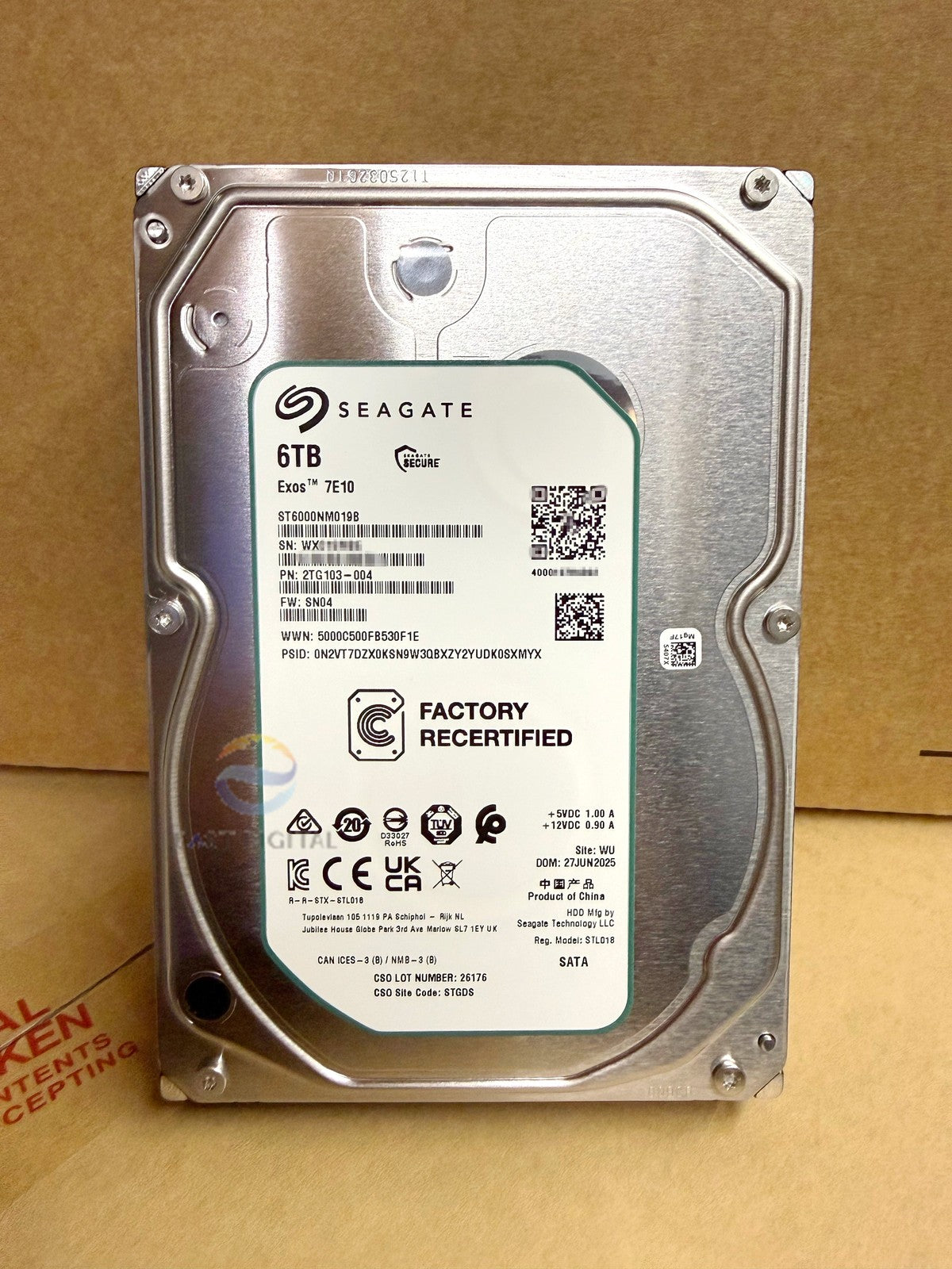 Seagate Exos 7E10 6TB ST6000NM019B 3.5" SATA 256MB 7200RPM Internal Hard Drive