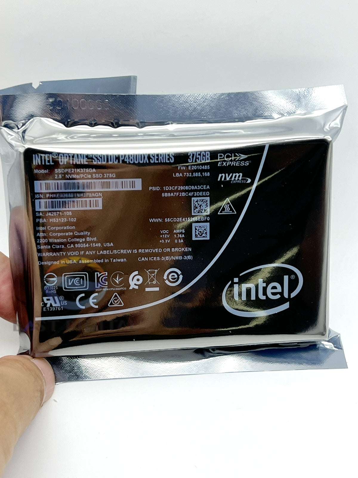 Intel SSDPE21K375GA OPTANE DC P4800X 375GB U.2 2.5 NVMe PCIe Solid State Drive