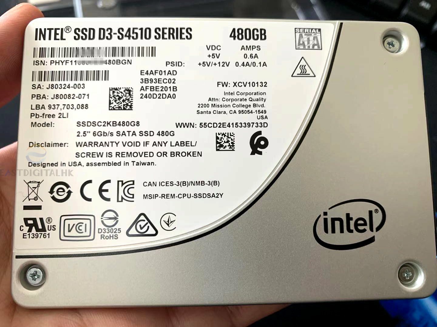 Intel SSDSC2KB480G801 D3-S4510 Series 480GB 2.5 6Gb/s SATA SSD 3D2 TLC New