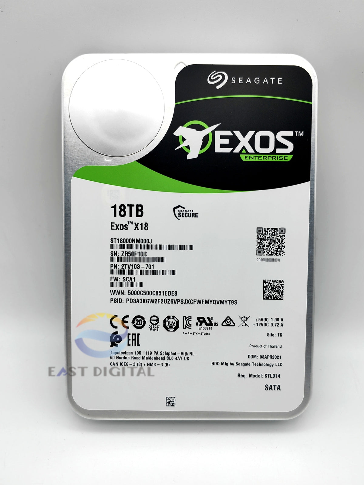 ST18000NM000J Seagate 18TB Exos X18 512e 4Kn 6Gb/s 256MB 3.5" SATA Hard Drive