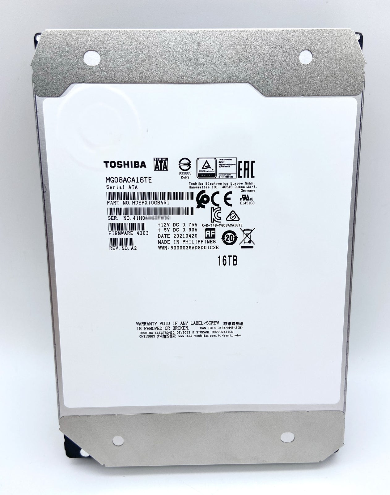 Toshiba MG08ACA16TE 16TB SATA 7200RPM 6Gb/s 3.5" 512MB Internal Hard Drive