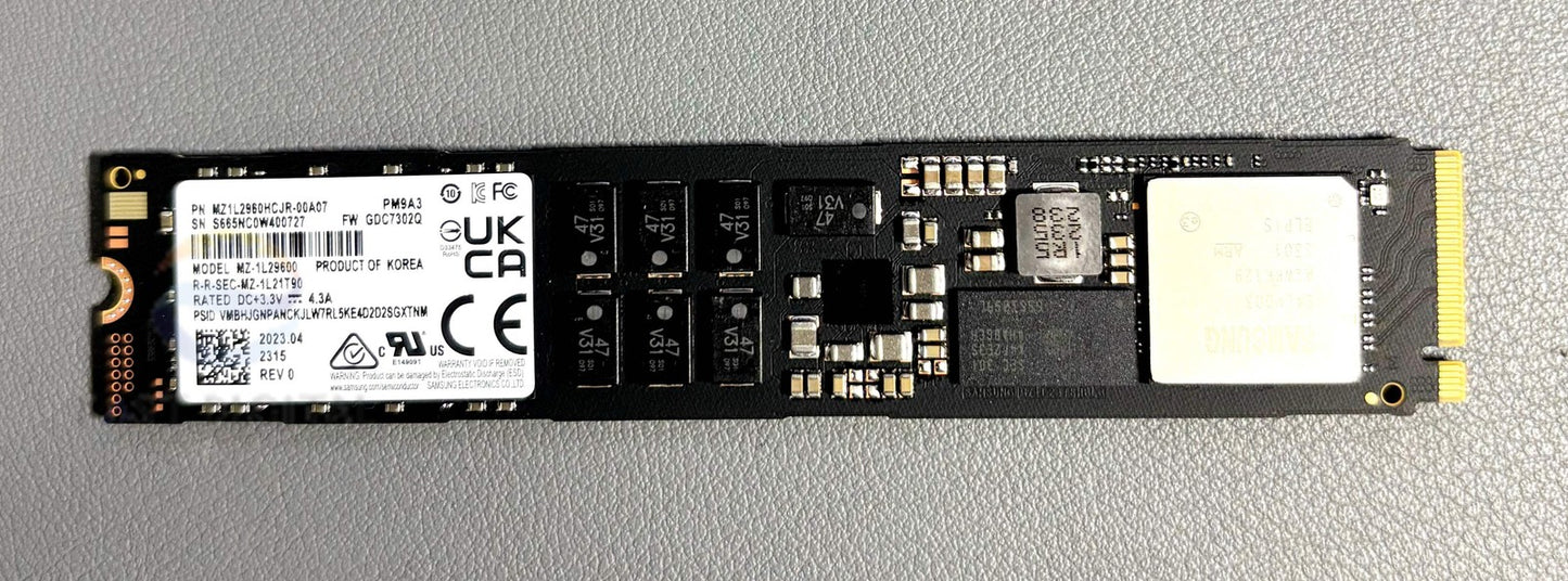 SAMSUNG MZ-1L29600 PM9A3 960GB 2.5" M.2 MZ1L2960HCJR-00A07 PCIe4 NVMe SSD 2023