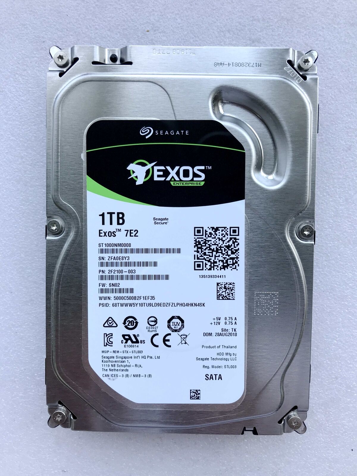 ST1000NM0008 SEAGATE Exos 7E2 1TB 7.2K 128MB SATA III 3.5'' Hard Drive New