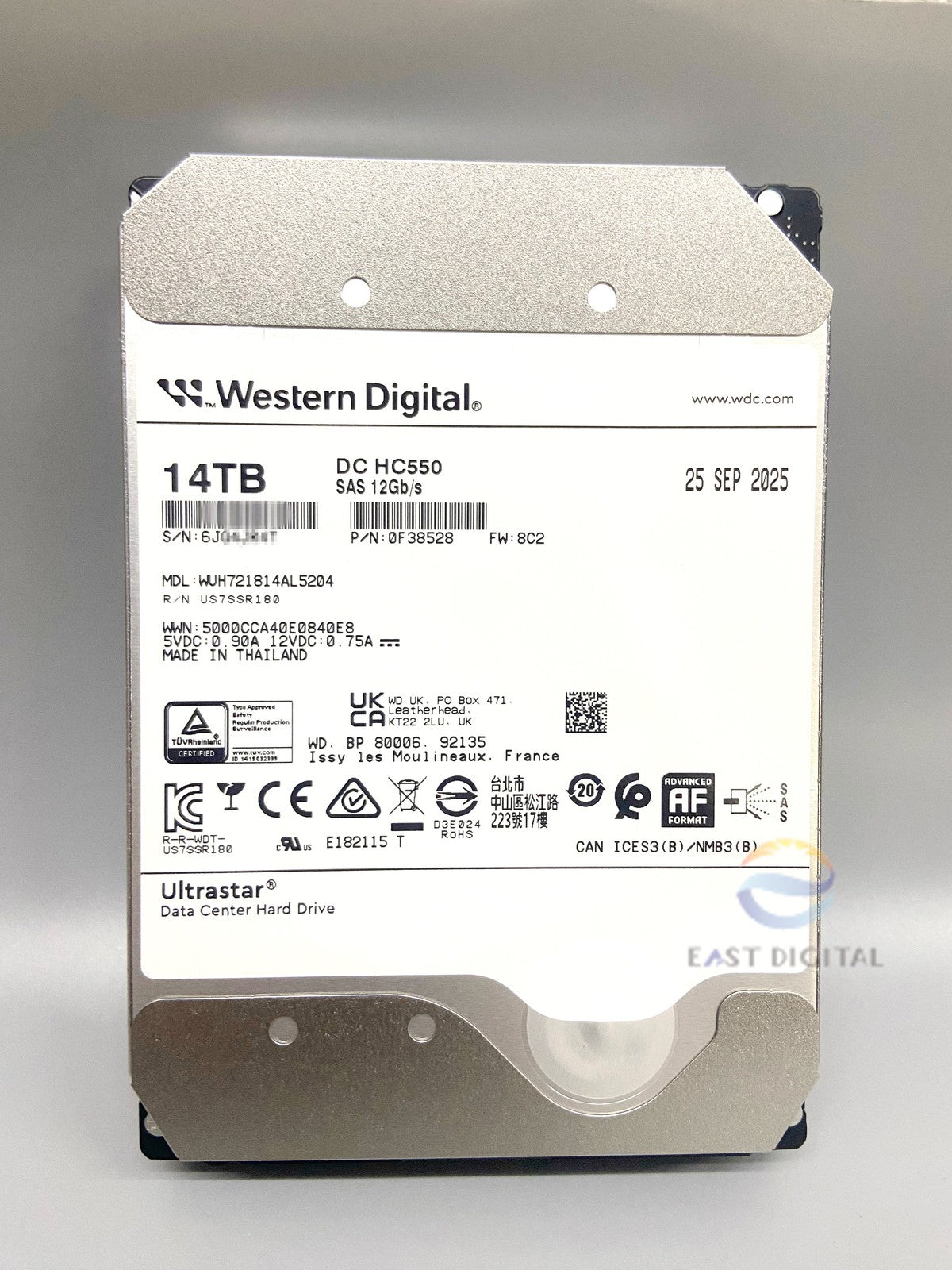 WD Ultrastar DC HC550 14TB SAS 3.5" Enterprise WUH721814AL5204 12Gb/s 512MB HDD