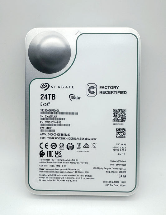 ST24000NM000C Seagate Exos 24TB 3.5" SATA 7200RPM 256MB Enterprise Hard Drive