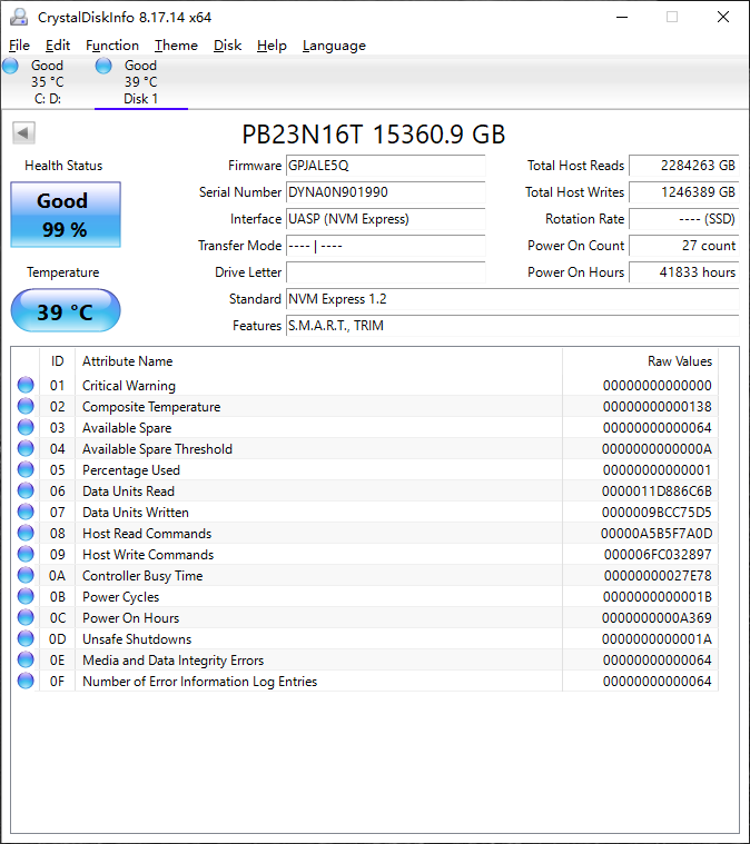 Samsung MZ-WLL15TC PM1723b 15.36TB 2.5 NVMe U.2 MZWLL15THMLA-00AC3 SSD 118000674