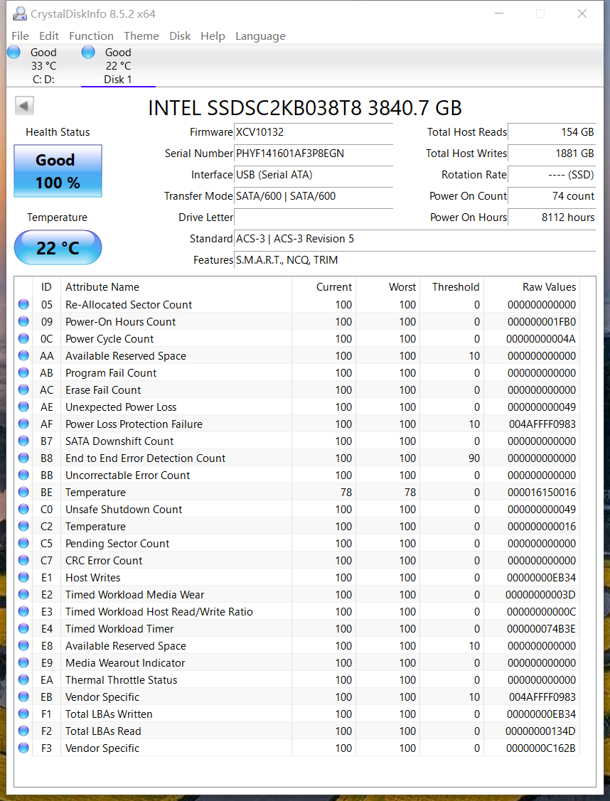 SSDSC2KB038T8 Intel D3-S4510 Series 3.84TB SATA 2.5" 6Gb/s Solid state drive