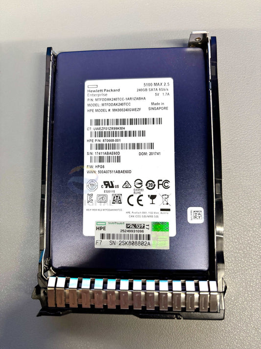 HPE MK000240GWEZF 5100 MAX 240GB 2.5" SATA 6Gbs Enterprise 875703 870668 SSD