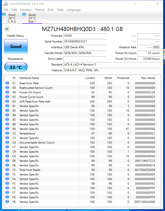 DELL 0VJM47 MZ-7LH480C PM883a 480GB 2.5" SATA 6Gbps Enterprise Solid State Drive