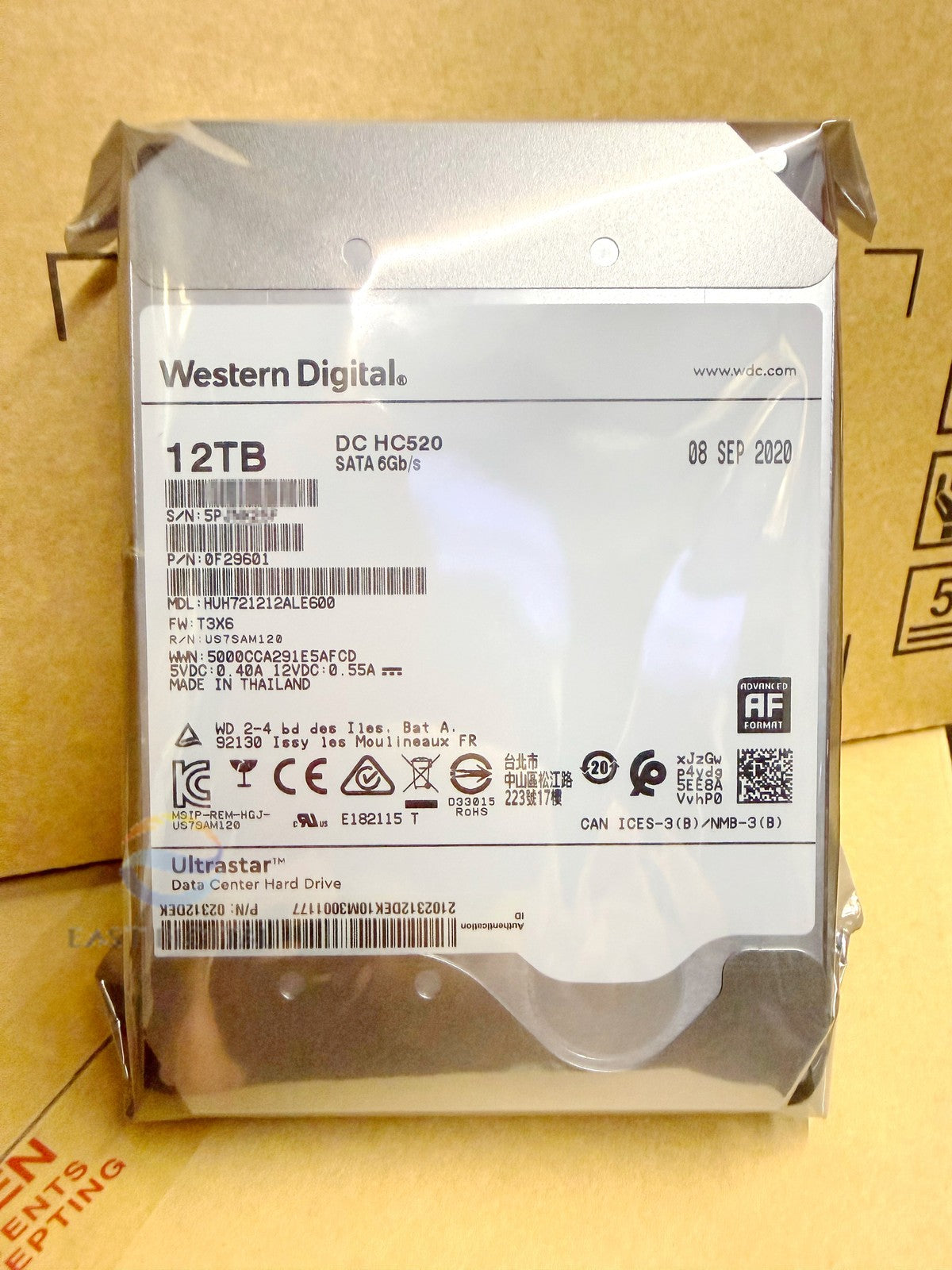 WD HUH721212ALE600 12TB DC HC520 SATA 7200RPM 256MB 3.5" Enterprise Hard Drive