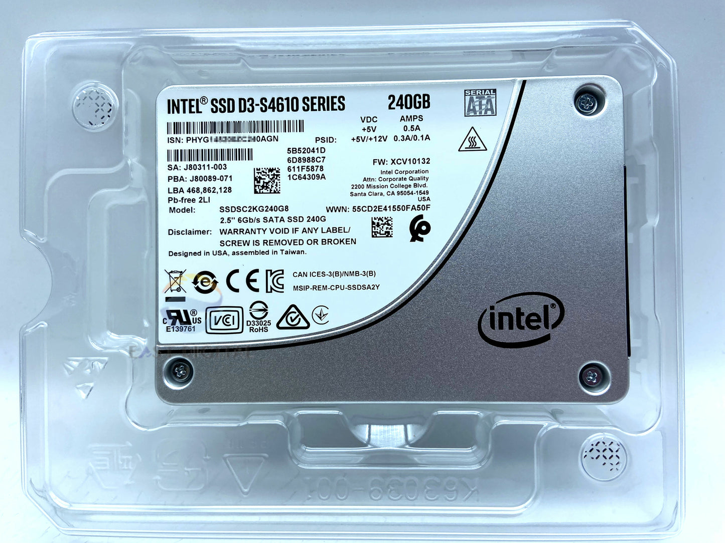 Intel SSDSC2KG240G801 D3-S4610 Series 240GB 2.5'' TLC 3D2 7mm SATA 6Gb/s SSD New