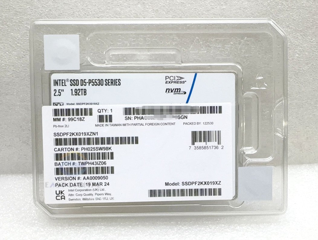 Intel SSDPF2KX019XZ P5530 1.92TB PCIe 4.0 NVMe 2.5'' U.2 SSD New