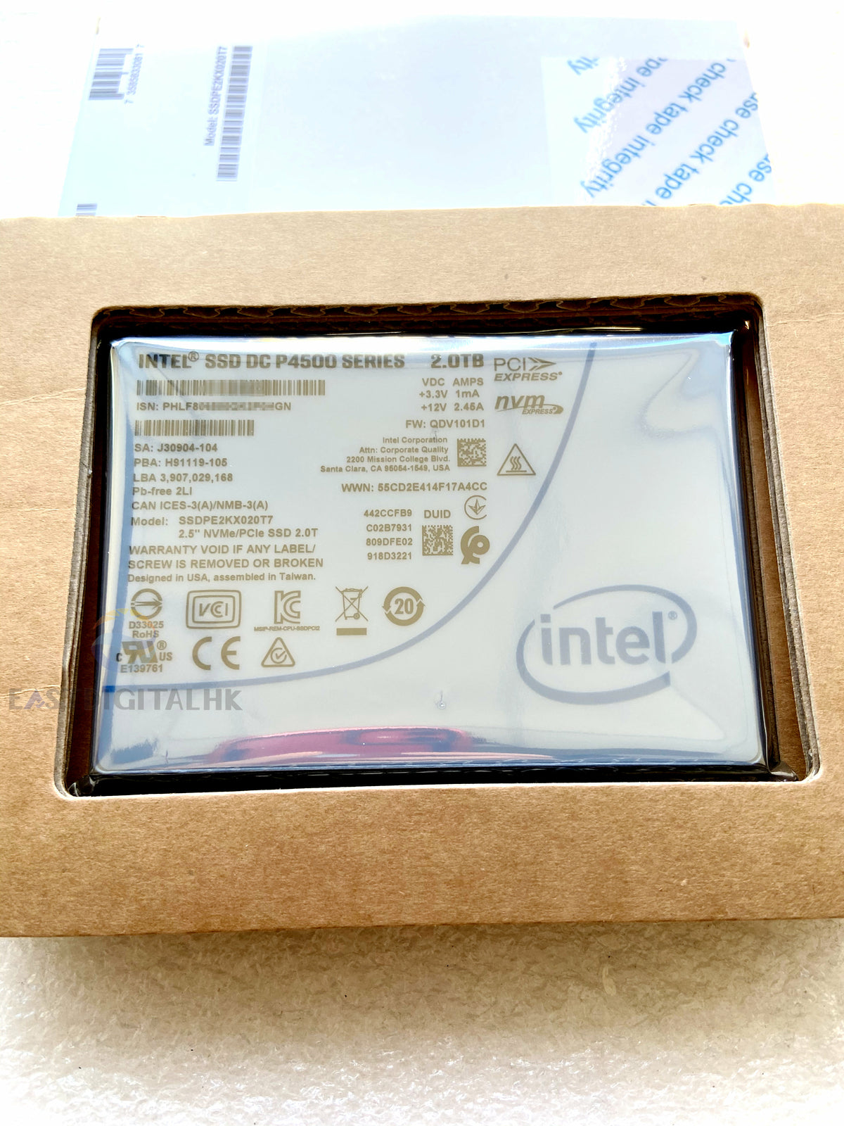 Intel SSDPE2KX020T7 P4500 Series 2.0TB 2.5in 3D1 MLC PCIe U.2 Nvme SSD 100% New