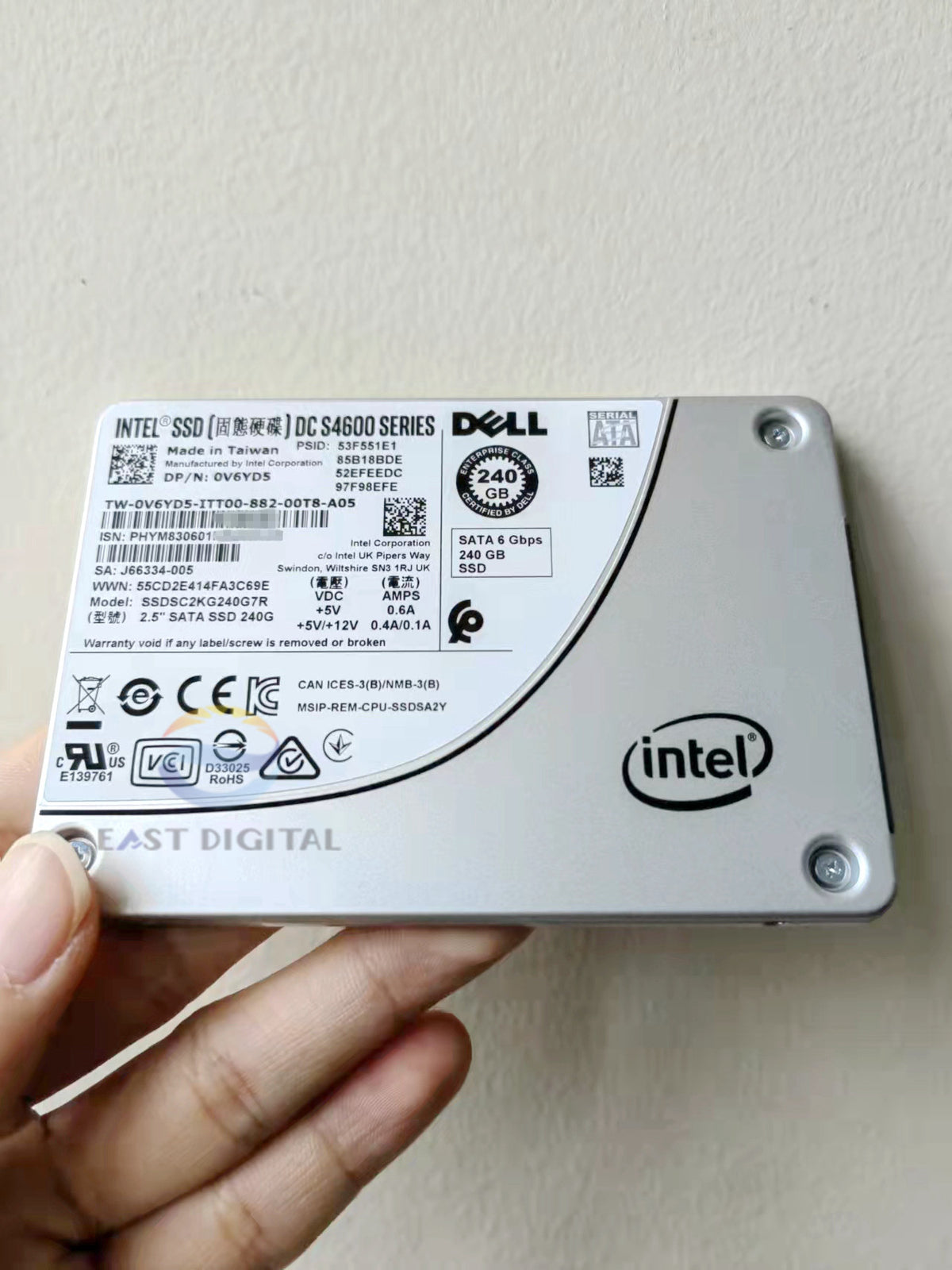Dell 0V6YD5 Intel DC S4600 240GB SSDSC2KG240G7R SATA 2.5" 6G Solid State Drive