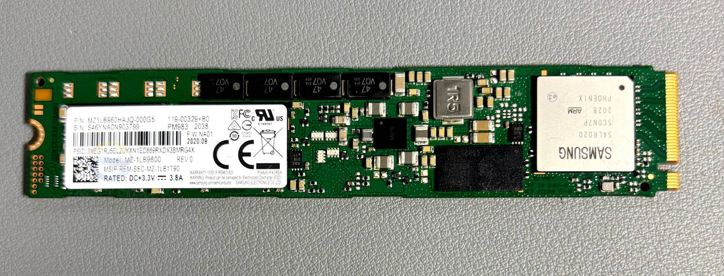 Samsung MZ-1LB9600 PM983 960GB 2.5" M.2 PCIe3 NVMe MZ1LB960HAJQ-000G5 SSD