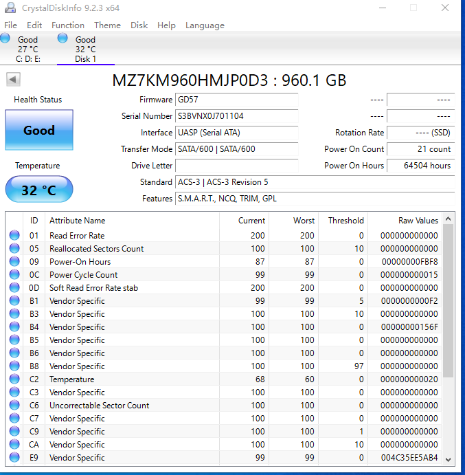 Dell DD4G0 Samsung SM863a 960GB MZ-7KM96DB 2.5" SATA 6Gbps Solid State Drive