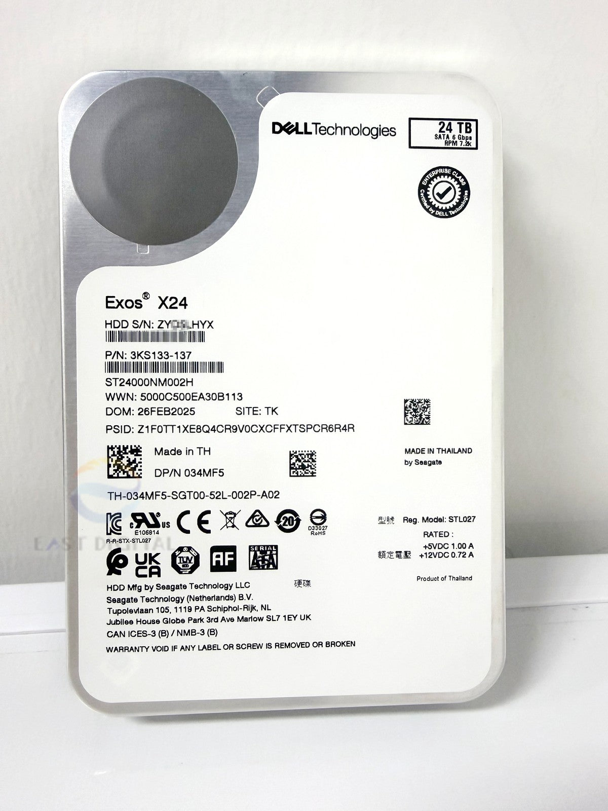 034MF5 34MF5 Dell Exos X24 ST24000NM002H 3.5'' 24TB SATA 7.2K 6Gbps Hard Drive