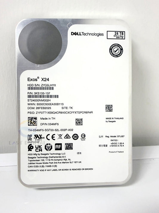 034MF5 34MF5 Dell Exos X24 ST24000NM002H 3.5'' 24TB SATA 7.2K 6Gbps Hard Drive
