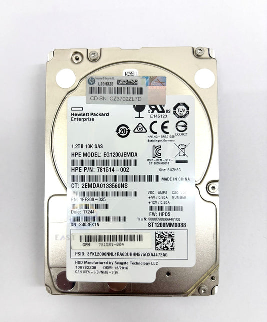 EG1200JEMDA 781581 781514 HPE 1.2TB 2.5" SAS ST1200MM0088 10K 12Gb/s Hard Drive