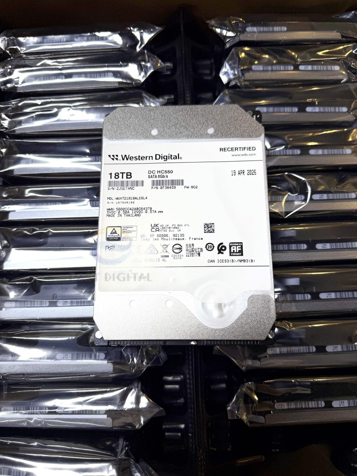WD Ultrastar DC HC550 18TB SATA 3.5" Enterprise HDD WUH721818ALE6L4 0F38459 HDD