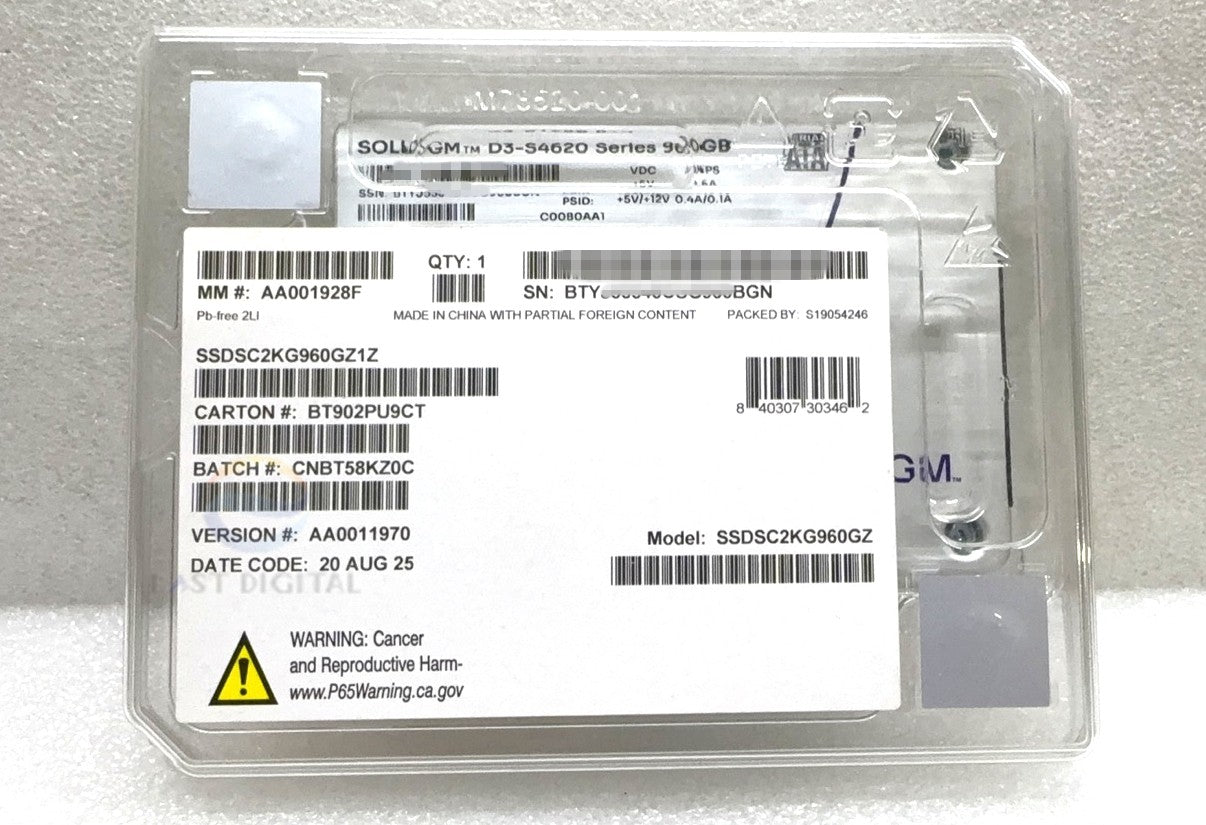 Solidigm SSDSC2KG960GZ S4620 960GB 2.5'' SATA Enterprise 6Gbs 3D4 TLC SSD New
