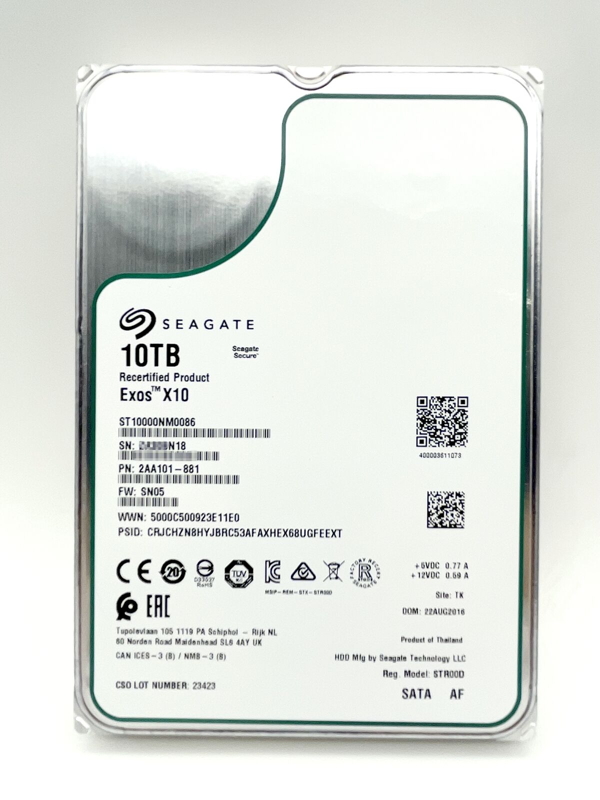 ST10000NM0086 Seagate Exos 10TB 3.5 X10 256M Enterprise Internal SATA Hard Drive