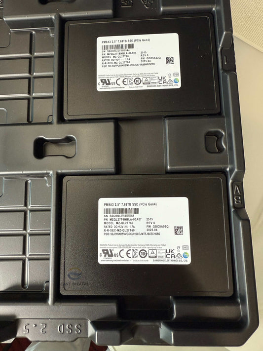 Samsung MZ-QL27T60 PM9A3 7.68TB U2 2.5'' NVMe PCIe Gen4 MZQL27T6HBLA-00A07 SSD New