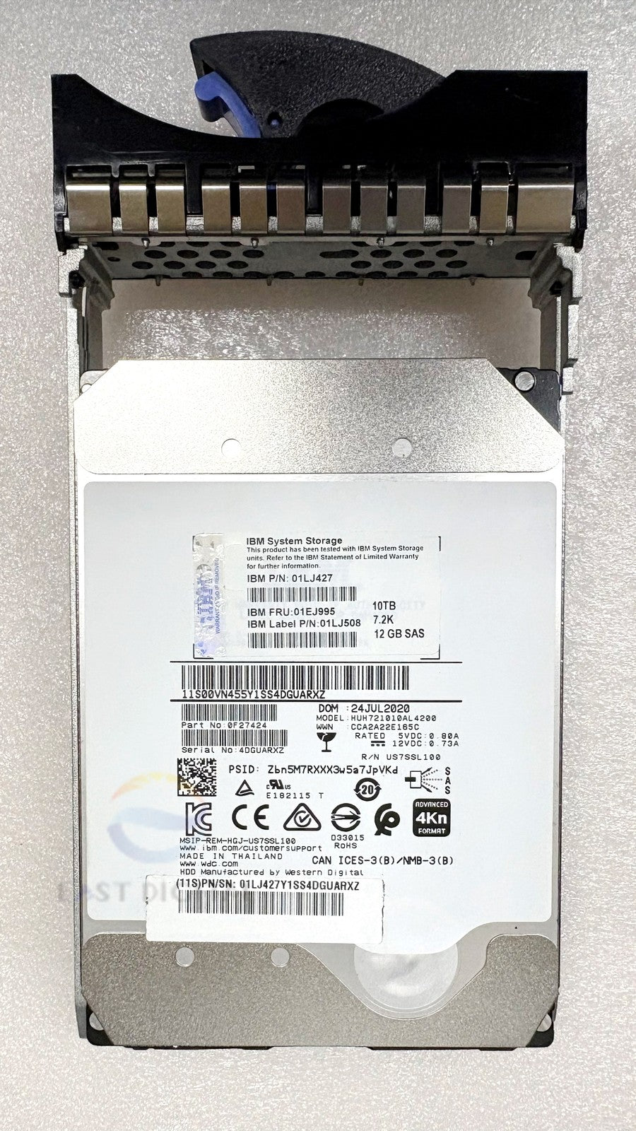 IBM HUH721010AL4200 10TB 0F27424 3.5" SAS 7.2K 12G Hard Drive 01LJ427 01EJ995