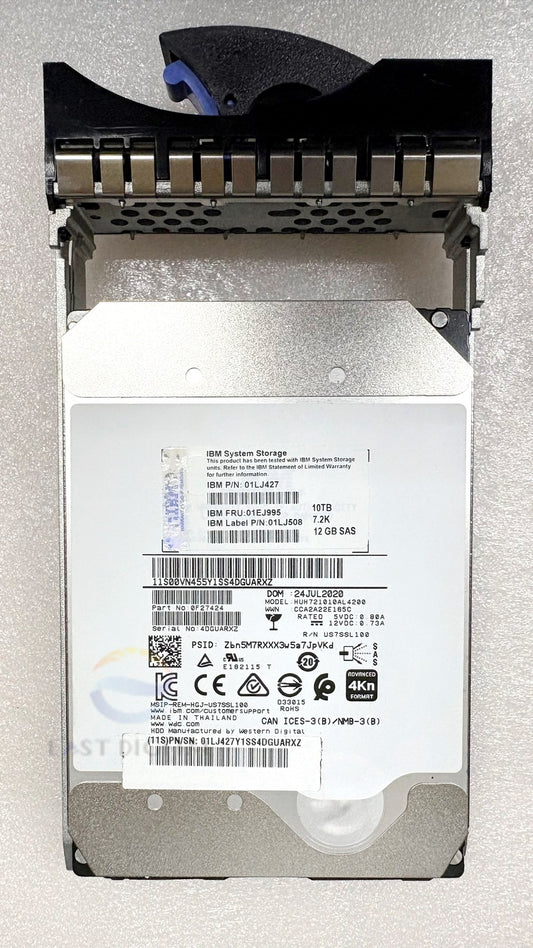 IBM HUH721010AL4200 10TB 0F27424 3.5" SAS 7.2K 12G Hard Drive 01LJ427 01EJ995