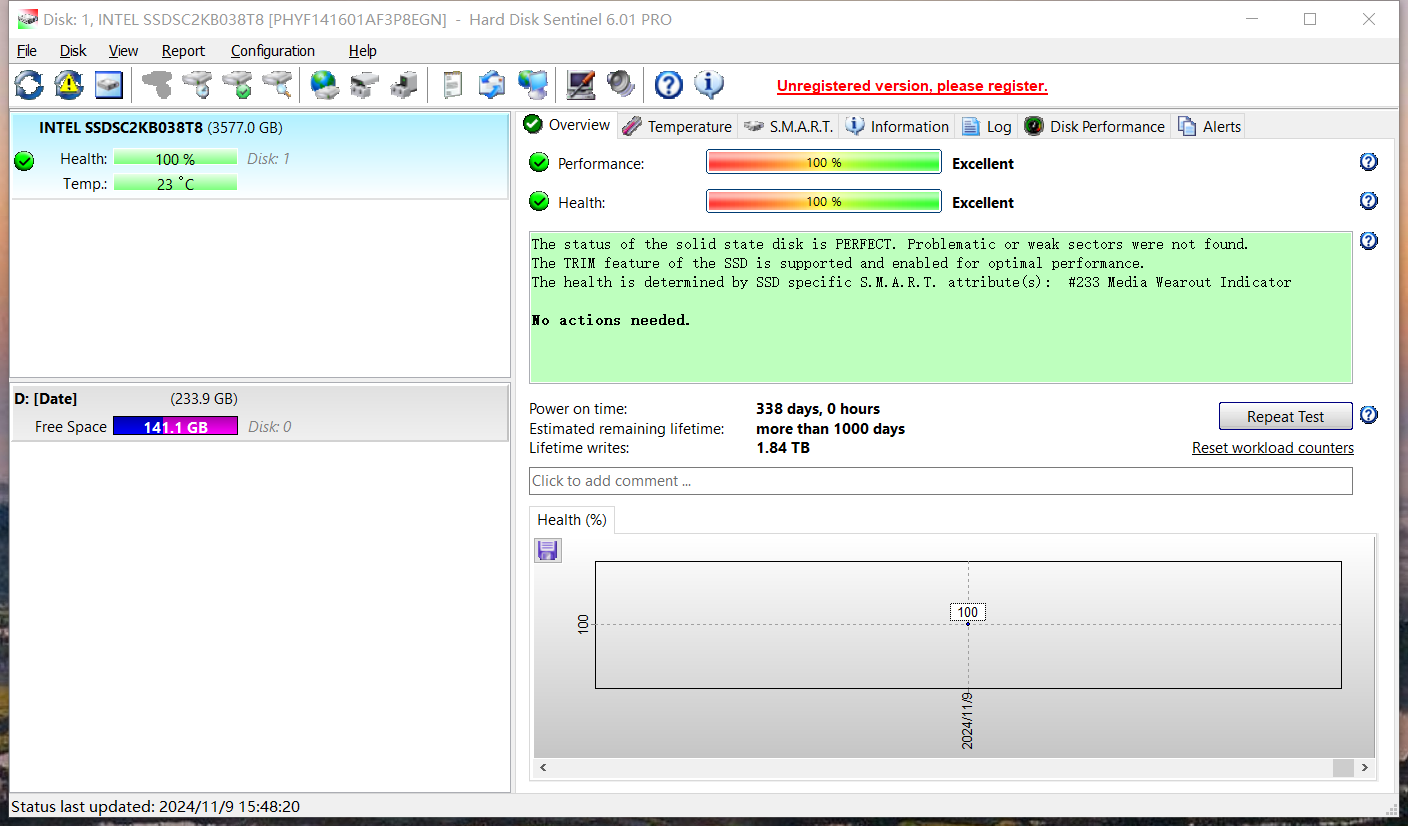 SSDSC2KB038T8 Intel D3-S4510 Series 3.84TB SATA 2.5" 6Gb/s Solid state drive