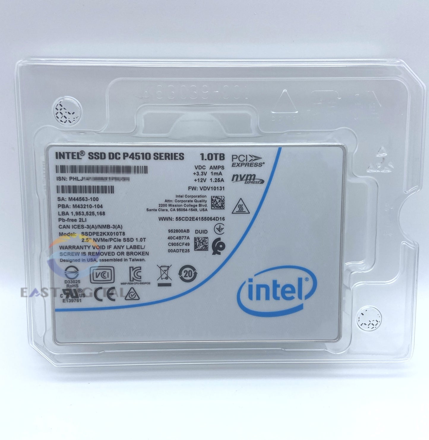 Intel DC P4510 1.0TB SSDPE2KX010T8 Pcle NVMe 3.1 U.2 TLC 2.5" Solid State Drive