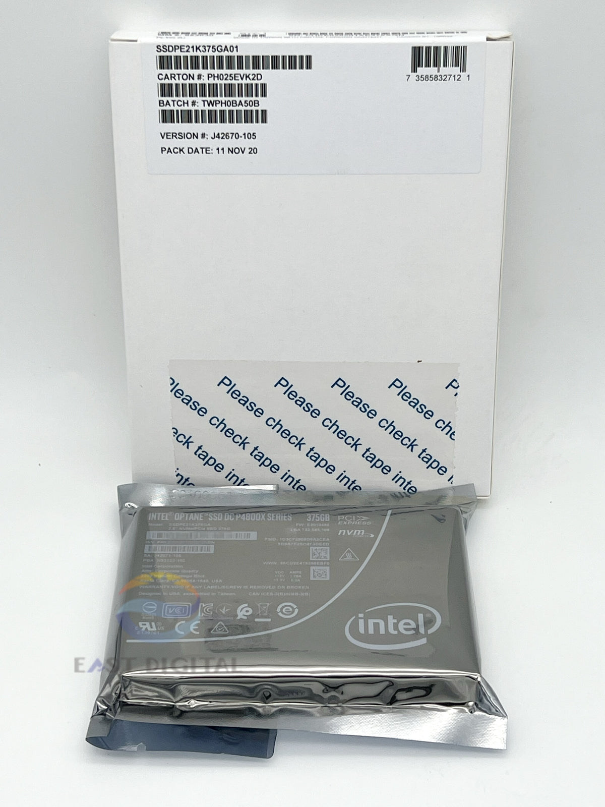 Intel SSDPE21K375GA OPTANE DC P4800X 375GB U.2 2.5 NVMe PCIe Solid State Drive