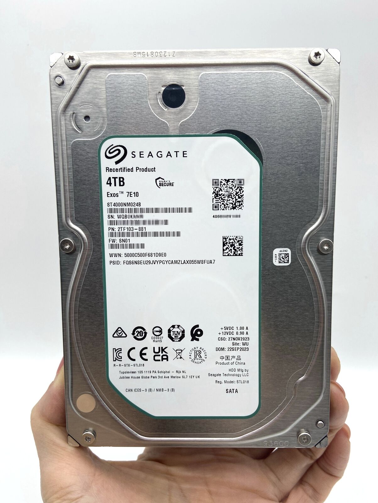 ST4000NM024B Seagate Exos 7E10 4TB 6Gb/s 256MB 3.5" SATA 2F103 Hard Drive