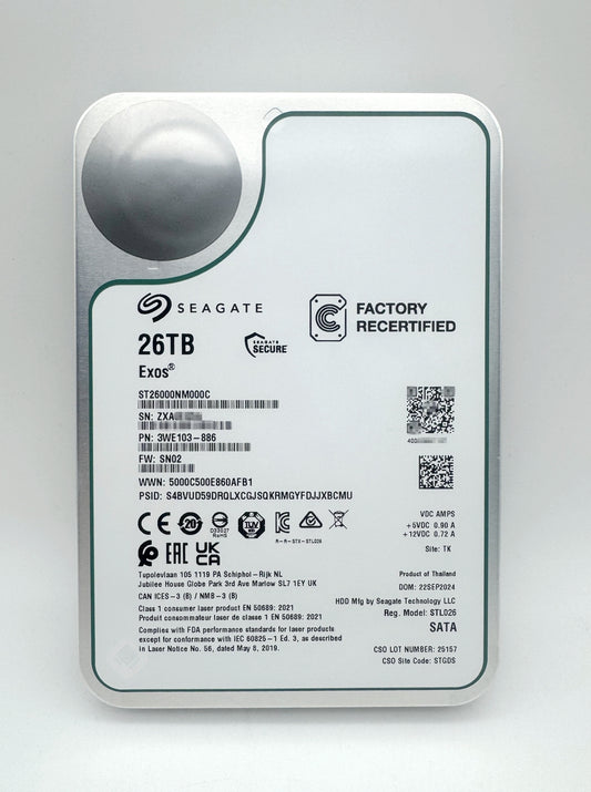 ST26000NM000C Seagate Exos 26TB 3.5" SATA 7200RPM 256MB Enterprise Hard Drive