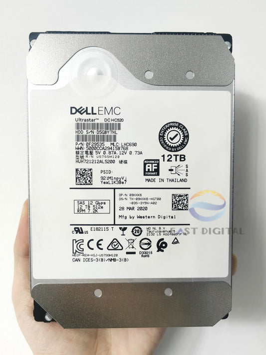 Dell 401-ABHX  09HXK6 12TB SAS HUH721212AL5200 7.2K 12Gbps 3.5'' 512e Hard Drive