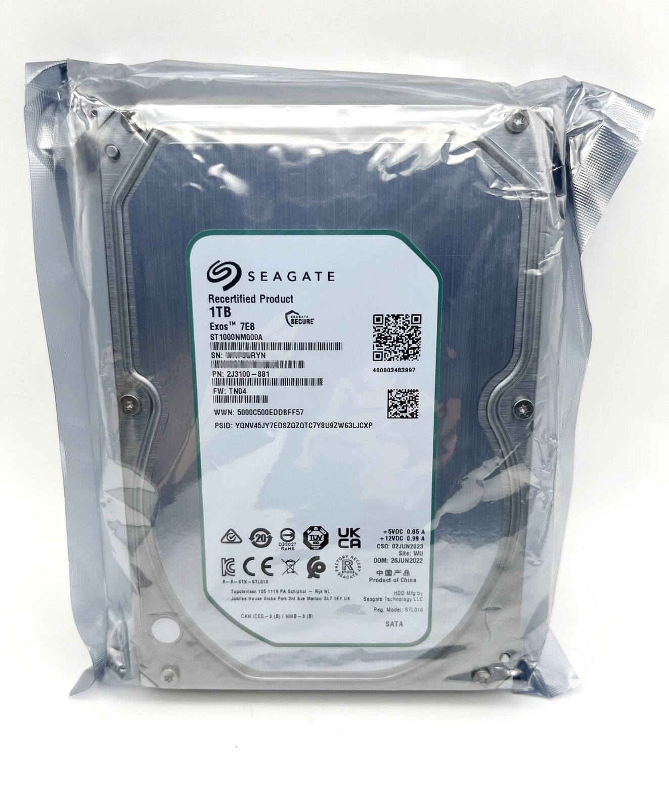 Seagate ST1000NM000A Exos 7E8 1TB 3.5" SATA  2J3100 6Gb/s 7200RPM Hard Drive