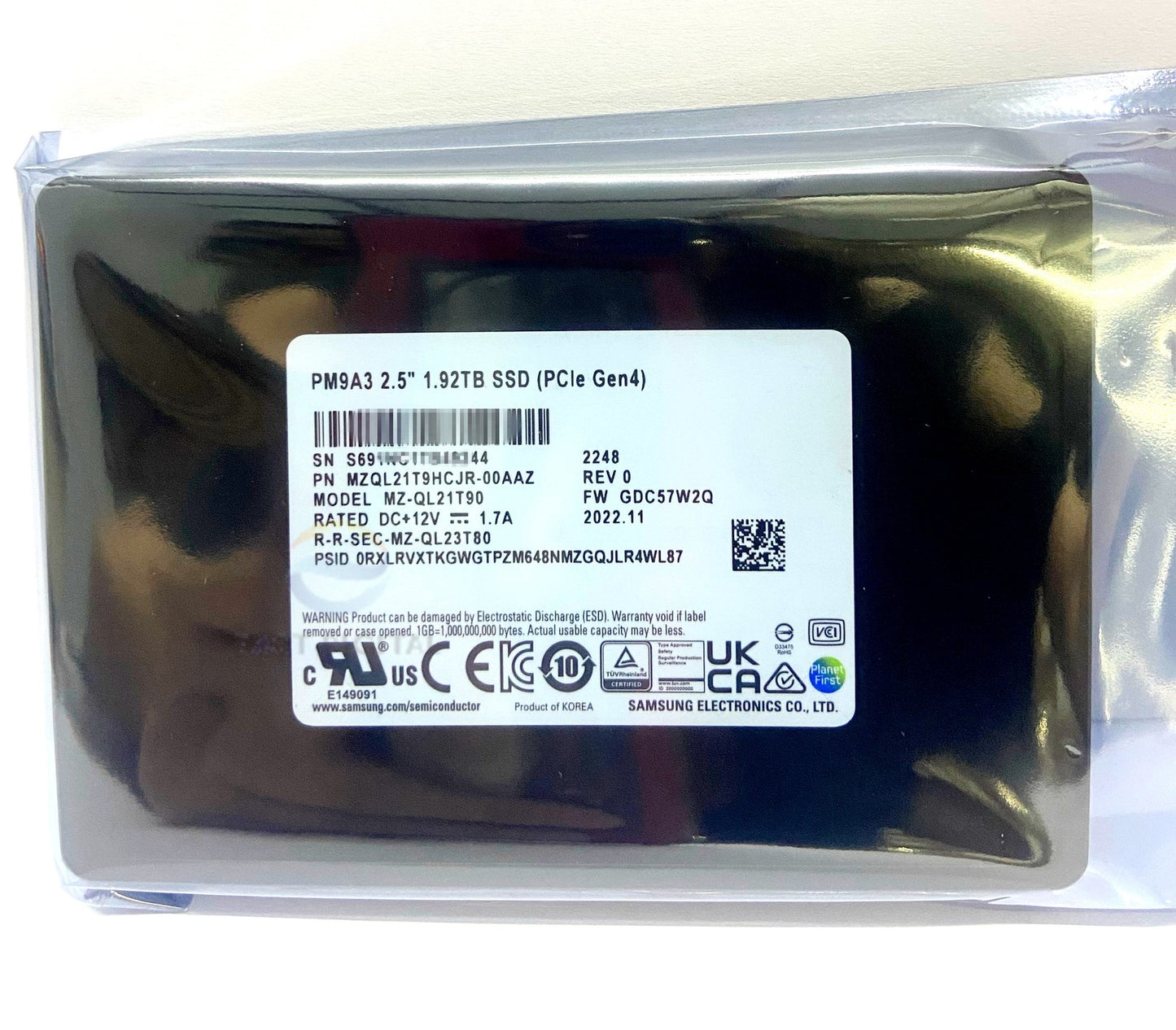 Samsung MZ-QL21T90 PM9A3 1.92TB MZQL21T9HCJR-00AAZ 2.5" NVMe U.2 Enterprise SSD