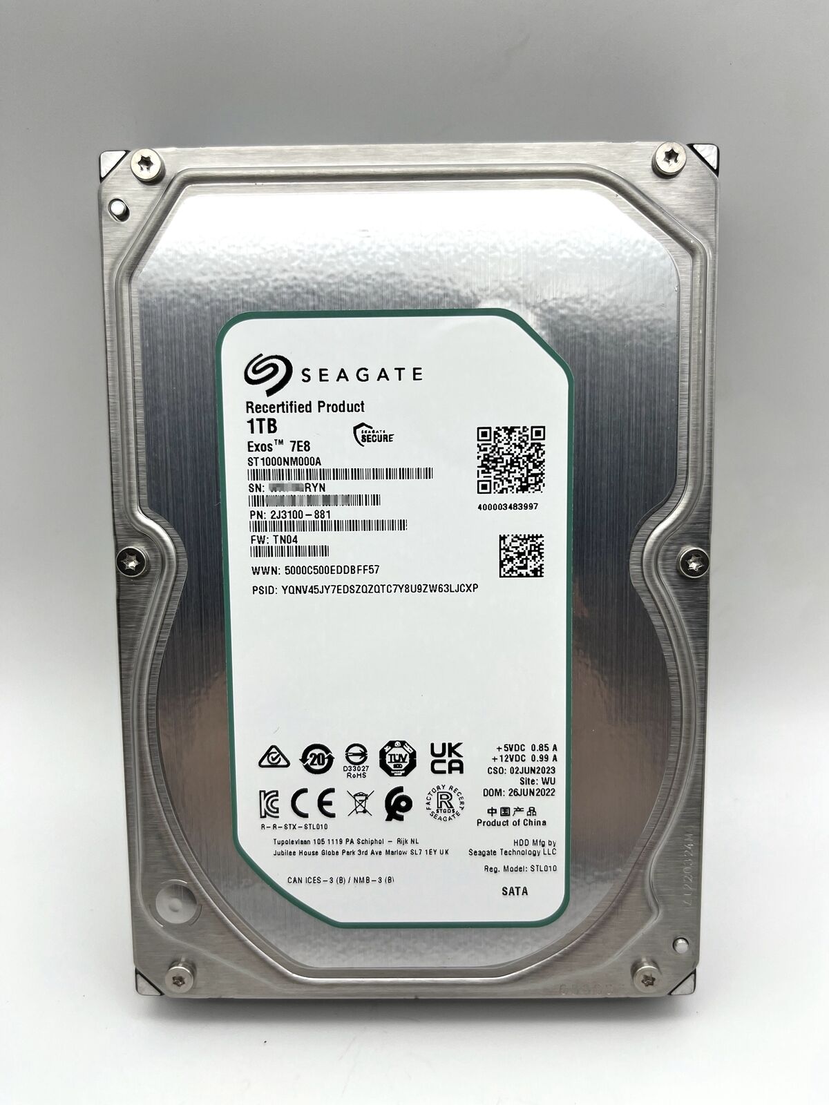 Seagate ST1000NM000A Exos 7E8 1TB 3.5" SATA  2J3100 6Gb/s 7200RPM Hard Drive