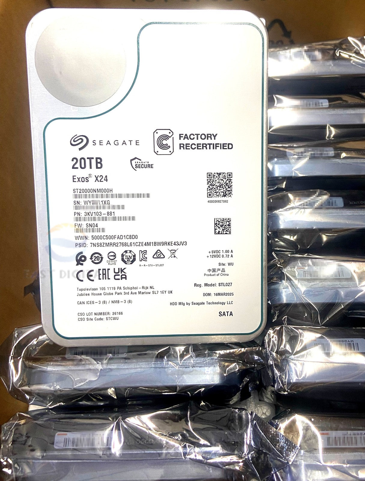Seagate ST20000NM000H Exos X24 3.5" 20TB SATA 7.2K 512MB Enterprise Hard Drive