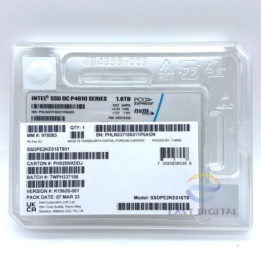 SSDPE2KE016T8 Intel DC P4610 Series 1.6TB 2.5" PCIe NVMe U.2 Solid State Drive