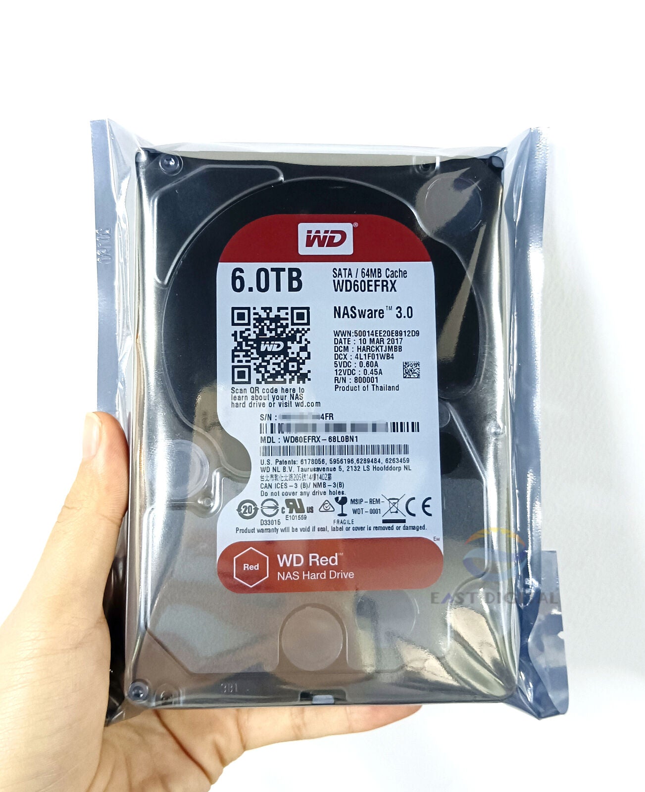 WD60EFRX WD Red 3.5" 6TB NAS ware 3.0 68MYMN1 68L0BN1 SATA 2.4K 64MB Hard Drive New