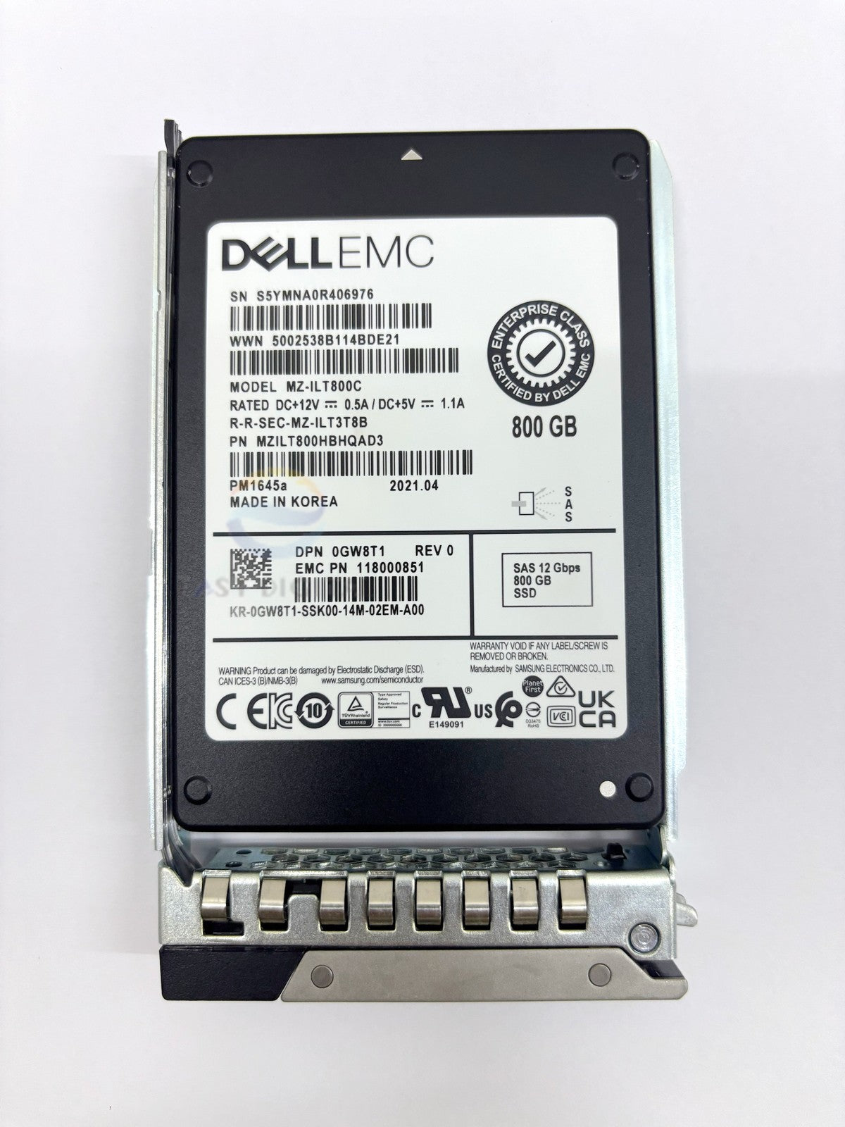 DELL 0GW8T1 MZ-ILT800C PM1645a 800GB 2.5" SAS 12Gbs Enterprise Solid State Drive