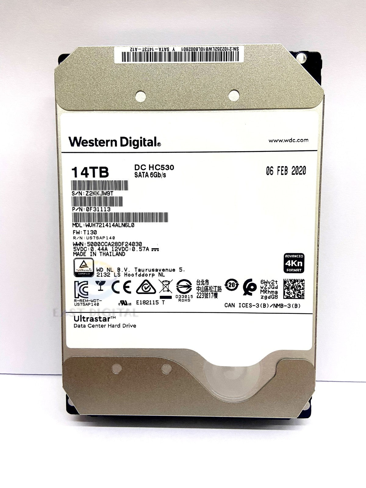 WD WUH721414ALN6L0 14TB 4Kn SATA Ultrastar DC HC530 3.5 6Gb/s 0F31113 Hard Drive