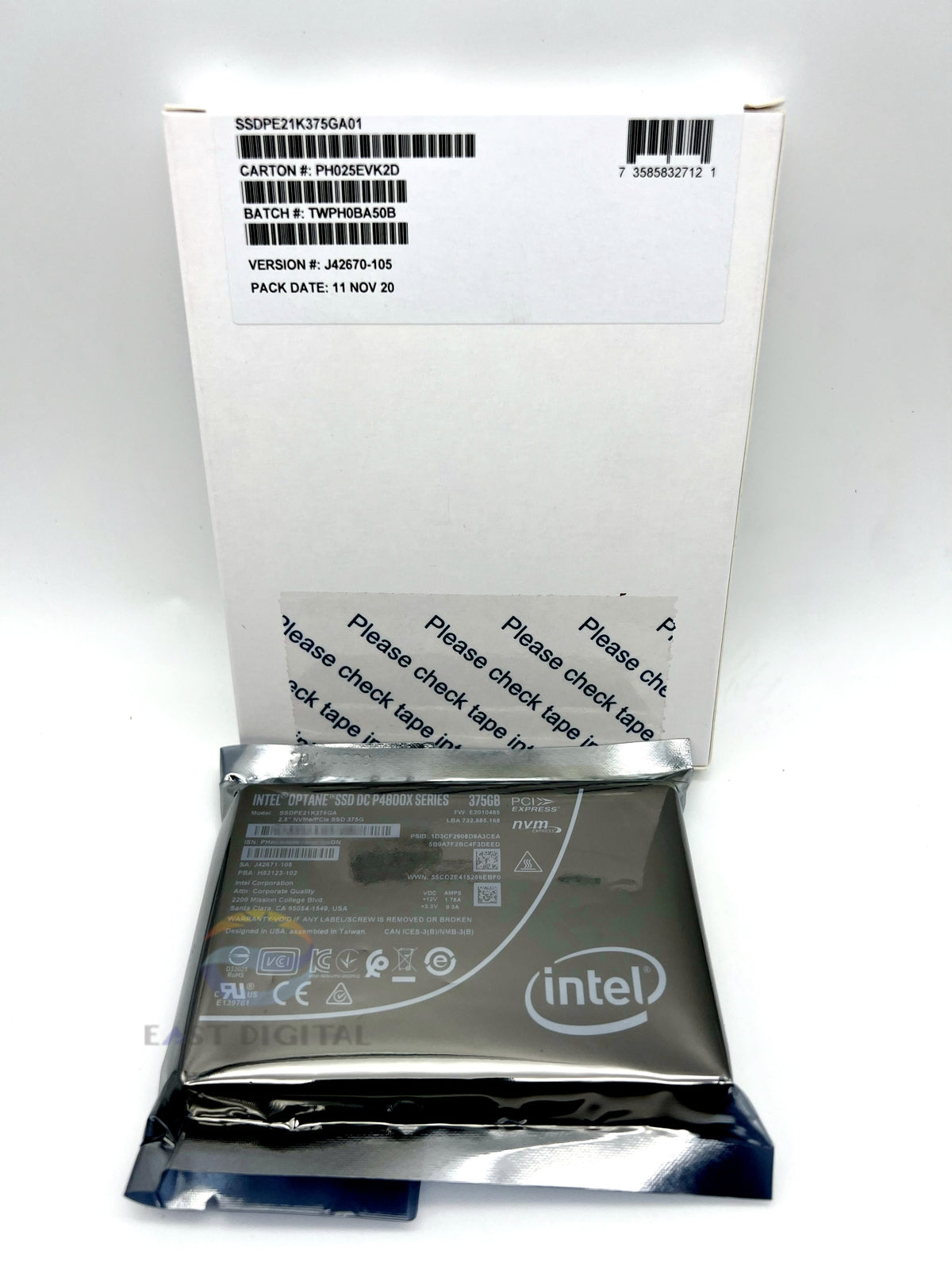 Intel SSDPE21K375GA OPTANE DC P4800X 375GB U.2 2.5 NVMe PCIe Solid State Drive