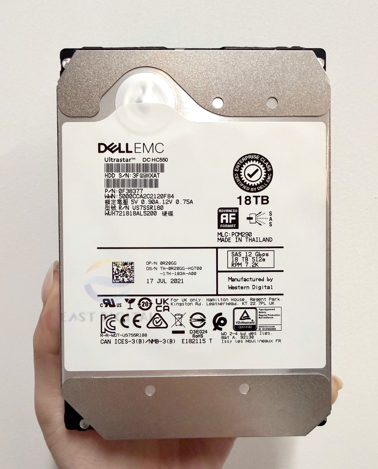 0R20GG R20GG Dell WUH721818AL5200 18TB 3.5'' SAS 7.2K 12Gbps 512MB HDD R740 R650