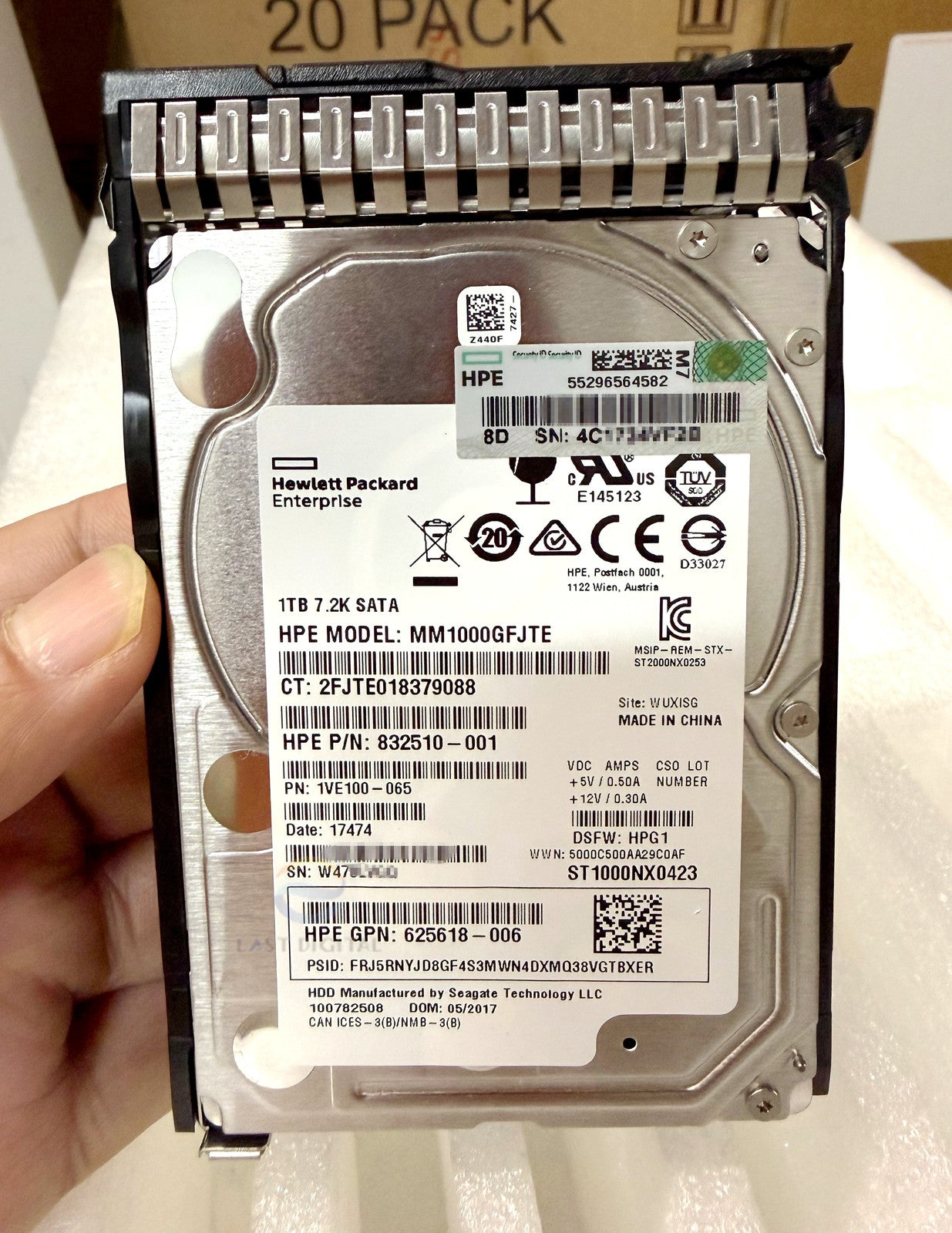 625618-006 832510-001 656108-001 HP 1TB SATA 2.5" ST1000NX0423 Caddy Hard Drive