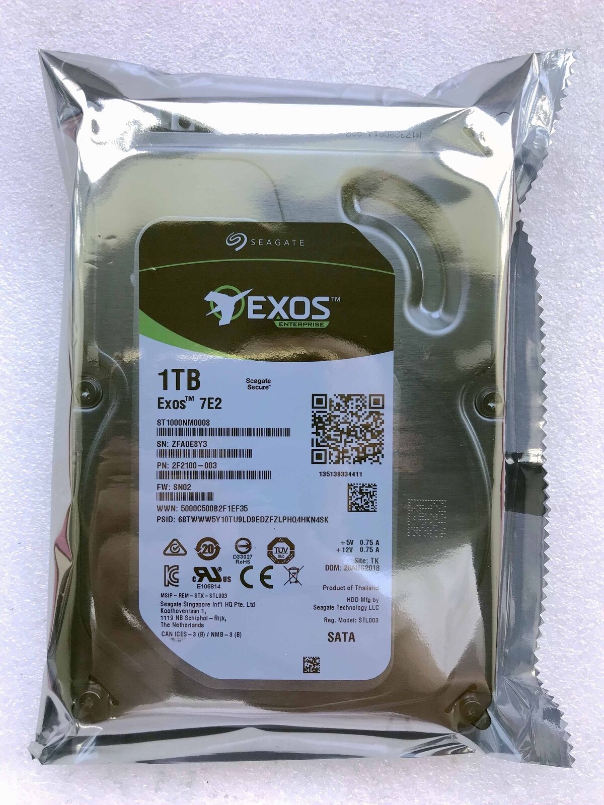 ST1000NM0008 SEAGATE Exos 7E2 1TB 7.2K 128MB SATA III 3.5'' Hard Drive New